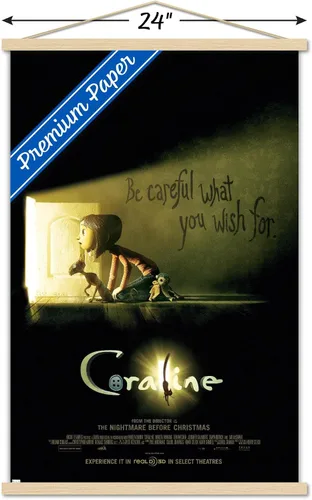 Vista 3 de Trends International Coraline - Póster de pared de una hoja con texto en inglés «Be Careful», 22.37 x 34.00 pulgadas, paquete de impresión prémium