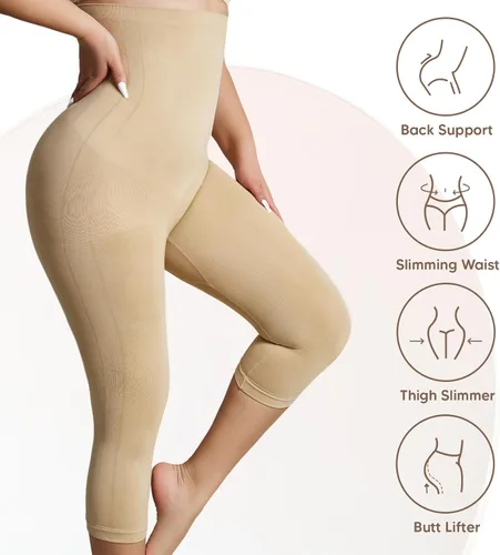 Vista 3 de Takusun Leggings moldeadores para mujer, control de abdomen, cintura alta, sin costuras, moldeador de cuerpo, levantamiento de glúteos, muslos más
