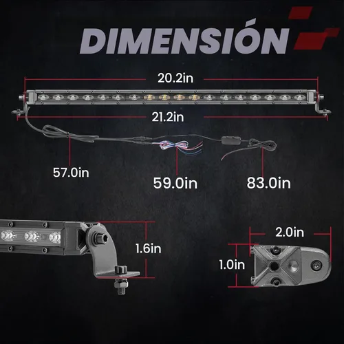 Vista 3 de OFFROADTOWN Barra de luz LED de persecución de 20 pulgadas, luces traseras UTV, luz intermitente de seguridad con luz intermitente de freno