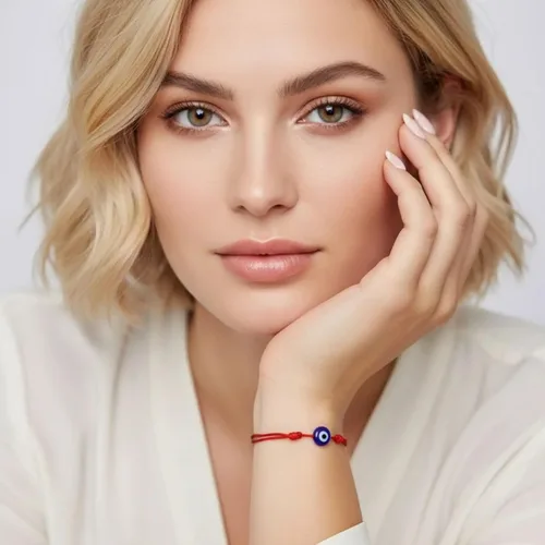 Vista 12 de Pulsera Lucky Evil Eye, gargantilla y tobillera – Talismán de protección de cuerda roja y negra Joyería minimalista Mal de Ojo para la buena suerte