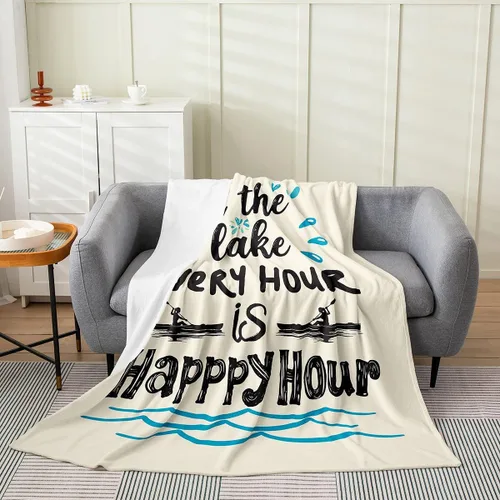 Vista 14 de Erosebridal Manta de casa del lago de tamaño Queen, manta náutica de ancla para niños, adolescentes, adultos, retro, velero, casa de lago, manta