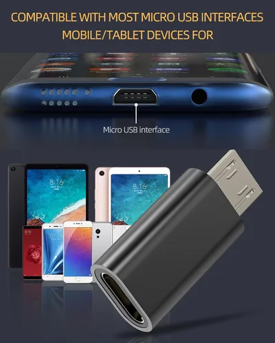 Vista 5 de Micro USB macho a Lightning hembra, paquete de 3 adaptadores de carga compatibles con Galaxy S6 Edge S7 Active Nexus Note 5 LG Android Power Cable