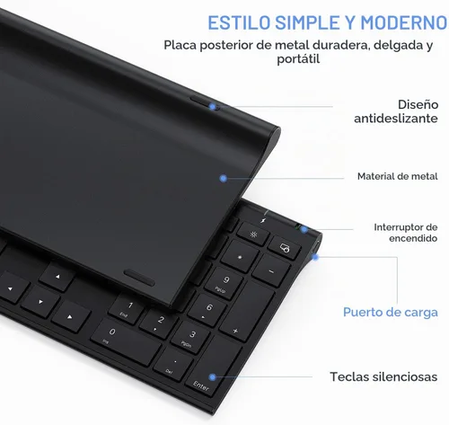 Vista 2 de Teclado y mouse inalámbricos, Vssoplor 2.4GHz recargables, combo compacto silencioso de tamaño completo con receptor Nano USB para Windows, laptop