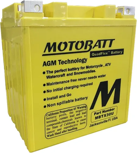 Vista 3 de MotoBatt MBTX30U (12V 32 Amp) 380CCA activado de fábrica sin mantenimiento QuadFlex AGM Batería