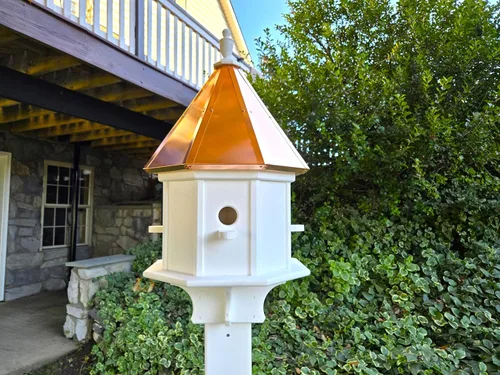 Vista 2 de Amish Handmade Birdhouse With Copper Roof, Bird Feeder