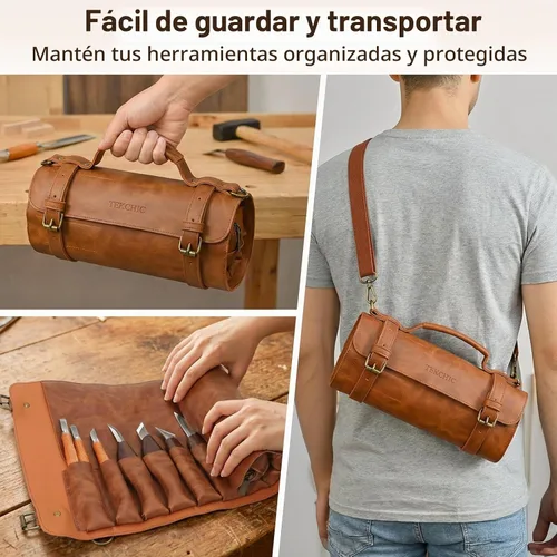 Vista 7 de Tekchic Kit de tallado de madera Cuchillo de corte de lujo, juego de Marrón