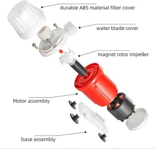 Vista 3 de Bomba de agua para acuario de 24 V CC 25 W, bomba de retorno ultra silenciosa, bomba sumergible, bomba de agua hidropónica solar sin escobillas