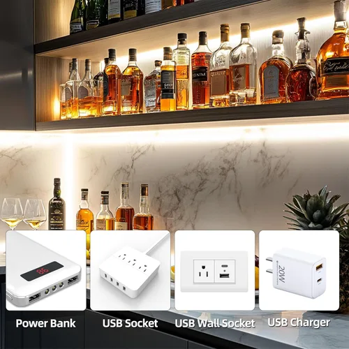 Vista 5 de Tira de luces LED USB de 5 V, tira de luces LED flexibles de 3.28 pies con autoadhesiva, tiras de luz regulables 2800K-6500K para impresora 3D