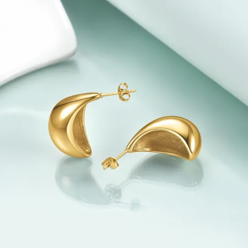 Vista 3 de Rnivida Aretes de aro de titanio chapados en oro grueso para mujer de moda