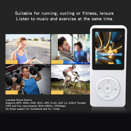 Vista 3 de Reproductor MP3 MP4 de 8 GB, reproductor de MP3 clásico de pantalla de 1.8 pulgadas, memoria de 8 GB de 64 GB expandible 30 horas de reproducción