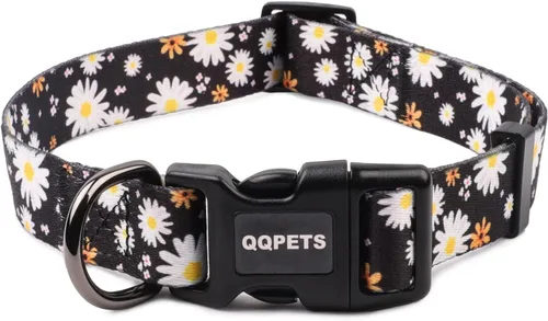 Vista 9 de Collar de perro suave ajustable: estampado de flores rosadas, multicolor, lindos patrones para mascotas, talla XS, pequeña, mediana y grande