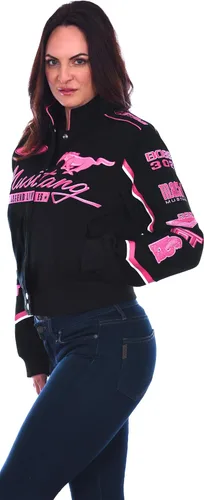 Vista 3 de Chaqueta de sarga de algodón para mujer Ford Mustang Chaqueta bordada a presión, ropa de invierno