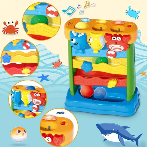 Vista 6 de AuroTops Juguetes para niños y niñas de 1, 2, 3 años, juguete musical para niños pequeños de 6-12-18-24 meses, juguetes Montessori interactivos