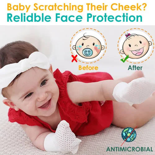 Vista 2 de Manoplas antiarañazos para bebés y niñas de 6 a 12 meses (6 pares)