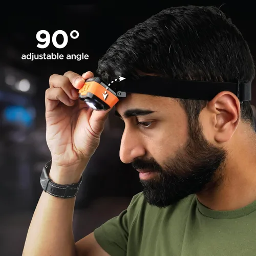Vista 5 de BLACK+DECKER Linterna frontal recargable con sensor de onda, luz LED ultra brillante de 1,000 lúmenes, inclinación ajustable de 90°, 7 modos