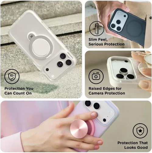 Vista 2 de PopSockets Funda para iPhone 14 con MagSafe, color negro translúcido