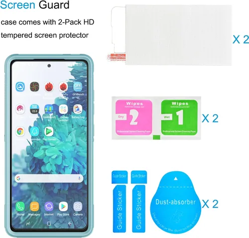 Vista 4 de Tekcoo Funda para Samsung Galaxy S20 FE Fan Edition 5G 4G 2022 2020 2 protectores de pantalla de vidrio templado Parachoques