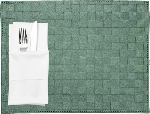 Vista 14 de Restaurantware Juego de 6 manteles individuales rectangulares para mesa de comedor de 16 x 12 pulgadas, a rayas, fáciles de limpiar, de plástico Con