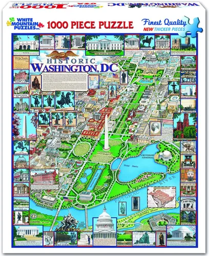 Vista 2 de White Mountain Rompecabezas de 1000 piezas con mapas estadounidenses con piezas grandes, regalo para adultos y familia, 24 x 30 pulgadas, histórico