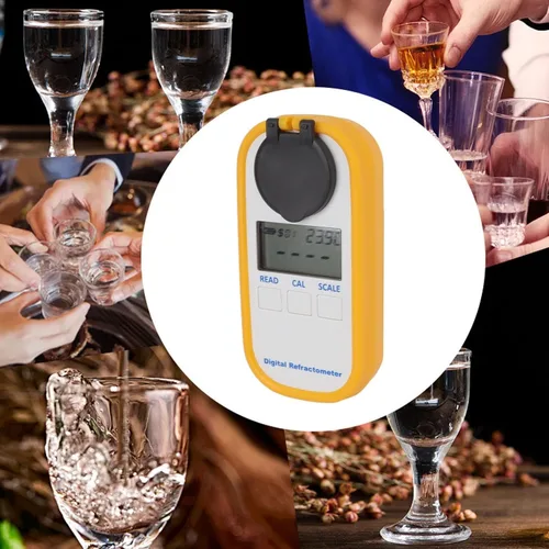 Vista 6 de Mumusuki Medidor digital refractómetro rango de escala 0-80% para medición de porcentaje de volumen de alcohol