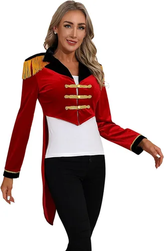 Vista 4 de Abrigo retro de terciopelo victoriano para mujer, chaqueta steampunk, disfraz de circo