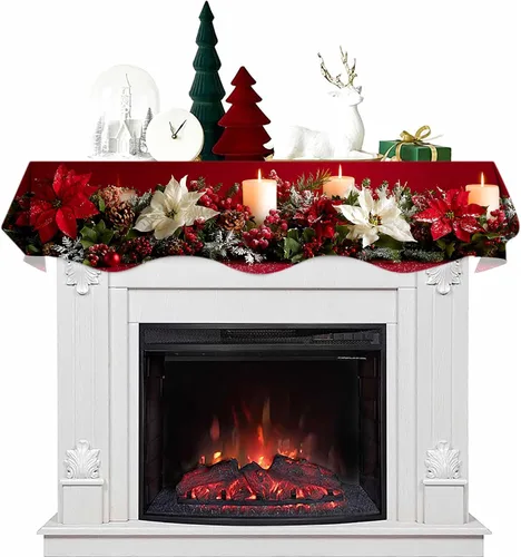 Vista 9 de NYZE Bufanda para Repisa de Chimenea Navideña 60 x 17 Pulgadas Cubierta Decorativa para Repisa de Chimenea de Navidad Camino de Mesa para Repisa