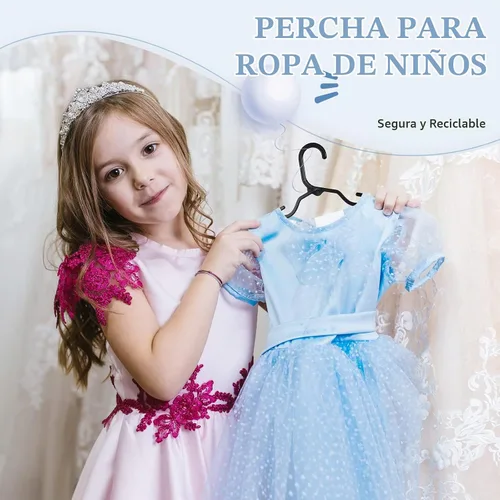 Vista 2 de HOUSE DAY Perchas de plástico para bebé, paquete de 20, perchas de plástico duradero para ropa de bebé, perchas delgadas y compactas para niños Negro