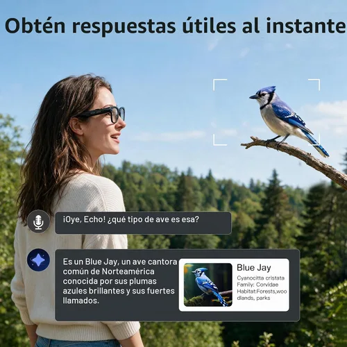 Vista 3 de Gafas inteligentes AI con cámara, 8MP, asistente GPT, traducción en tiempo