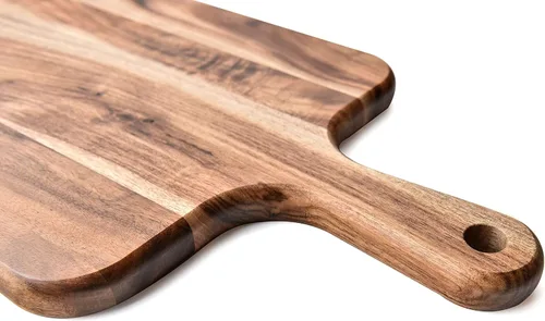 Vista 3 de Tabla de cortar de madera de acacia, tabla de cortar de madera para carne, queso, pan, verduras y frutas, tabla de charcutería con asa, 16 x 8.6