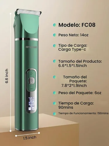 Vista 9 de oneisall Kit de aseo para perros 4 en 1 con pantalla LCD verde