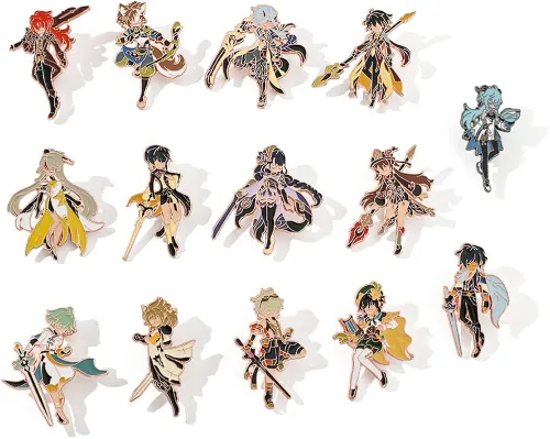 Vista 8 de Genshin Impact Pins Set Hutao, Xiao, Keqing, Beelzebul - Broches esmaltados para solapa, regalo para hombres y mujeres, accesorios de mochila