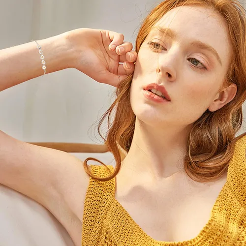 Vista 5 de Palpitate Pulsera de plata de ley, delicada joyería que no se deslustra para mujeres, mamá, madre, ella, regalo de margarita en cumpleaños