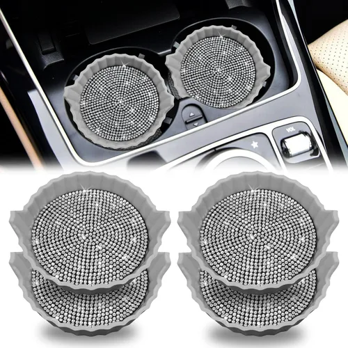 Vista 28 de Portavasos para automóvil, posavasos antideslizantes para automóvil, inserto universal para portavasos de automóvil, tapete de accesorios