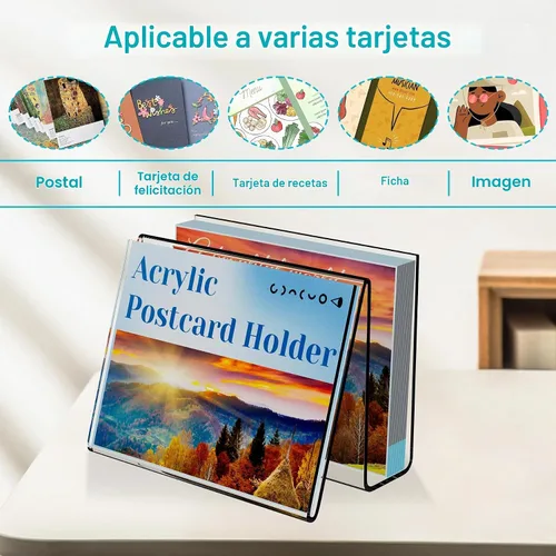 Vista 3 de Boloyo Soporte vertical de acrílico para postales, 4 x 6 pulgadas, 1 soporte transparente para tarjetas, caballete, soporte para tableta