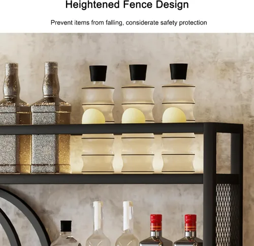 Vista 7 de Estantes para vinos, estantes de bar montados en la pared con estante colgante para copas de vino, estante de exhibición de botellas de licor