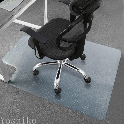 Vista 2 de Tapete resistente grueso y resistente transparente para sillas de pelo bajo y mediano, tamaño 36 x 48 pulgadas con borde
