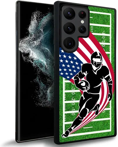 Vista 10 de Funda compatible con Samsung Galaxy S23 Ultra, fundas de teléfono de fútbol americano para hombres y mujeres, goma de silicona suave completa