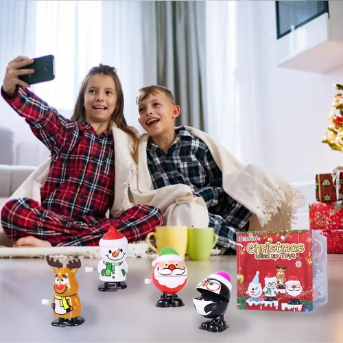 Vista 8 de Max Fun Surtido de 12 juguetes navideños para rellenar bolsas de regalos de fiesta de Navidad (juguetes de cuerda navideña)
