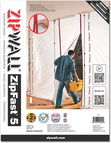 Vista 2 de ZipWall Panel ZipFast de 2.5 pies (paquete de 4)