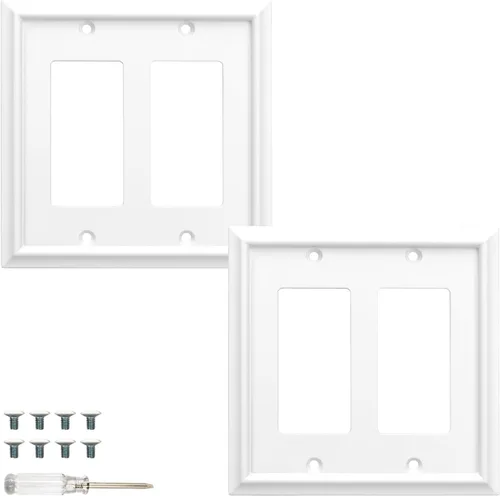 Vista 11 de Cubiertas para Tomacorrientes Dúplex de Pared, Cubierta Clásica para Interruptor de Luz Blanco – Placa de Cubierta de Tomacorriente Eléctrico