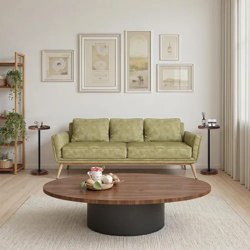 Vista 7 de Home Dector - Mesa auxiliar para sofá, mesa pequeña para bebidas para espacios pequeños, mesa auxiliar de café con patas de madera para sala