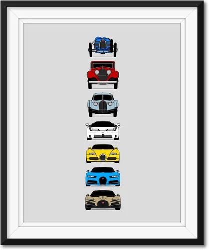 Vista 9 de Custom Car Posters Handmade Poster compatible with Bugatti Generations and Print of Best of Bugatti