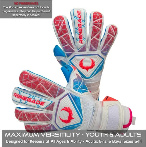 Vista 2 de Renegade GK Vortex - Guantes de portero con protector microbiano (tallas 6-11, 3 estilos, nivel 3) Hyper Grip de 3.5+0.118 in y súper malla
