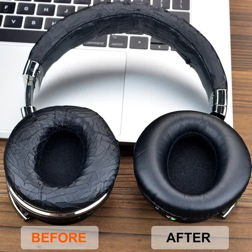 Vista 4 de Almohadillas redondas E7 – Espuma de repuesto compatible con auriculares COWIN E7 / E7 Pro con cancelación activa de ruido, cuero más suave, espuma