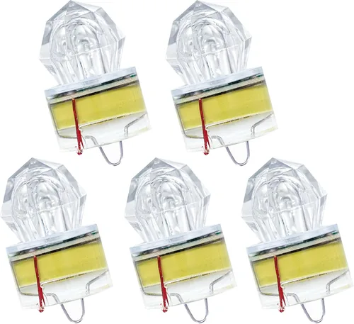 Vista 7 de BLUEWING 5pcs Diamond Fishing Lights LED Deep Drop Underwater Flashers Water-Activated Lighted Fish Lures for Swordfish, Tilefish, Halibut, Tuna