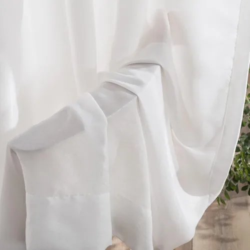 Vista 3 de 2 cortinas de ventana de lino sintético con plisado con pellizco, color blanco, de 84 pulgadas de largo, lujosas, con tacto de terciopelo suave