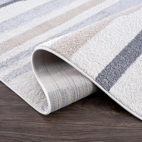 Vista 5 de Abani Rugs - Alfombra de área de línea de pintura neutra contemporánea, de 6 x 9 pies, color crema y gris, alfombra superior resistente a las manchas