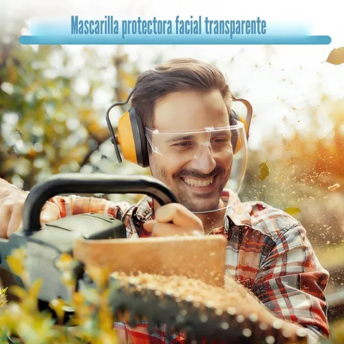 Vista 3 de Paquete de 4 protectores faciales con gafas, antiempañamiento, protección facial completa, protector contra salpicaduras, reutilizables