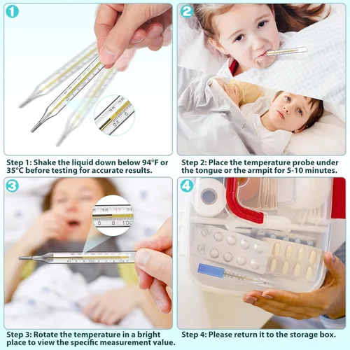 Vista 3 de MAGICLULU 5 piezas de termómetros orales de vidrio para adultos con medición precisa y lectura rápida para la familia de personas mayores, escala