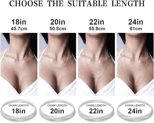 Vista 5 de Fodizi Collar de cadena de plata de ley 925 para mujeres y niñas de 0.031in, cadena de caja delicada, elegante collar italiano brillante, súper fino